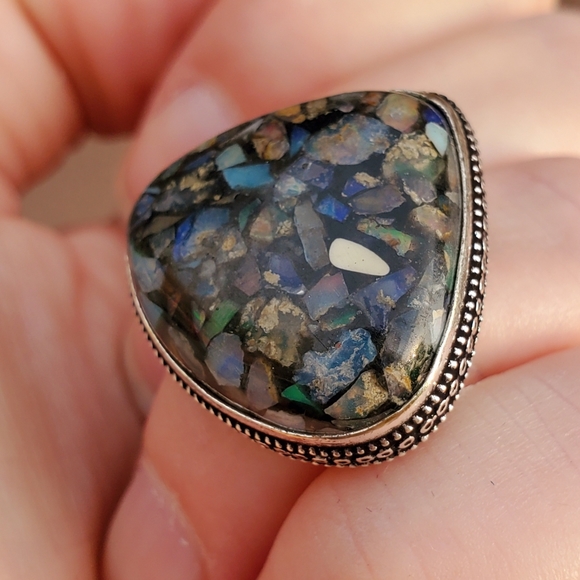 New Copper Ethiopian Opal 925 Silver Ring. - Picture 15 of 16